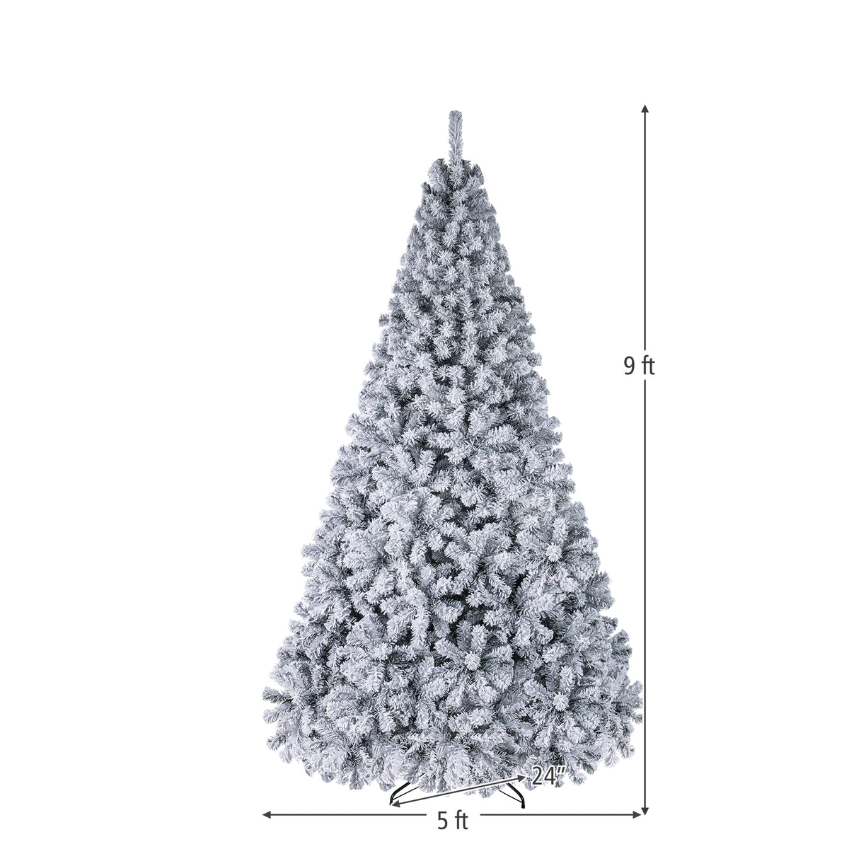 6/7.5/9/4.5 FT Snow-Flocked Christmas Tree, Pre-lit Xmas Tree w/ 250/450/550/150 Warm White LED Lights & 600/1010/1498/295 Branch Tips