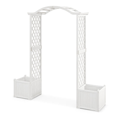 Garden Arbor with Planter, Wooden Planter Arch with Trellis, Outdoor Arch for Climbing Plants