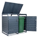 Outdoor Trash Can Storage Shed, 44 Cu.Ft Metal Garbage Bin Enclosure with Gas Strut Lift-Up Lids & Lockable Double Doors