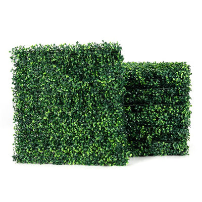 12 Pieces 20”X20” Artificial Boxwood Panels, Life-Like Topiary Hedge Plant W/ Snap Lock & Cable Ties
