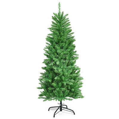 5FT/6FT/6.9FT Artificial Christmas Tree, Modern Christmas Tree w/ LED Lighting