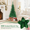 4.5 ft Snow Flocked Pencil Christmas Tree, Pre-Lit Slim Xmas Tree with 226 Branch Tips