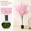 6.5FT Artificial Cherry Blossom Tree, Faux Pink Cherry Plant with Sturdy PE Trunk & Cement-Filled Nursery Pot
