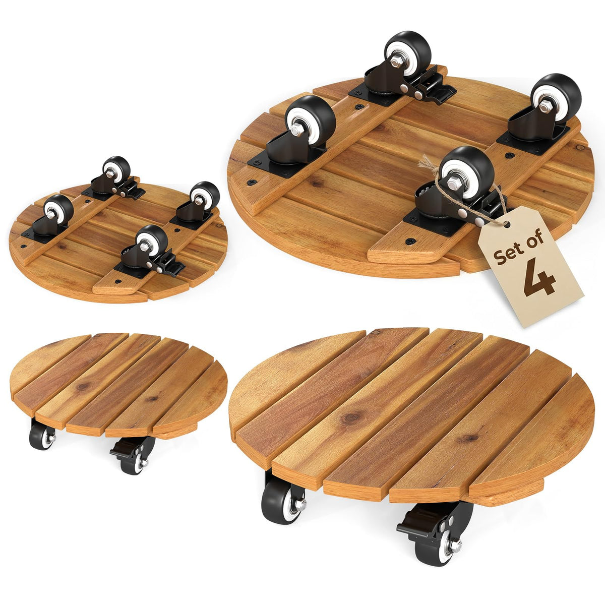 Lucktree 2 Pcs and 4 Pcs Plant Caddy with Wheels with 360° Lockable Casters