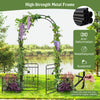 87" Steel Garden Arch with Planter Beds, Dig-Free Wedding Arbor w/Lockable Gates for Vines