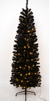 7/8 FT Pre-Lit Black Christmas Tree, Slim Artificial Halloween & Xmas Tree