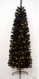 7/8 FT Pre-Lit Black Christmas Tree, Slim Artificial Halloween & Xmas Tree