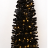 7/8 FT Pre-Lit Black Christmas Tree, Slim Artificial Halloween & Xmas Tree