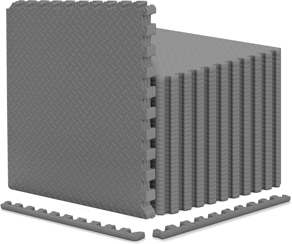 Lucktree EVA Exercise Floor Mats, 1/2" Interlocking Soft Foam Puzzle Play Mats