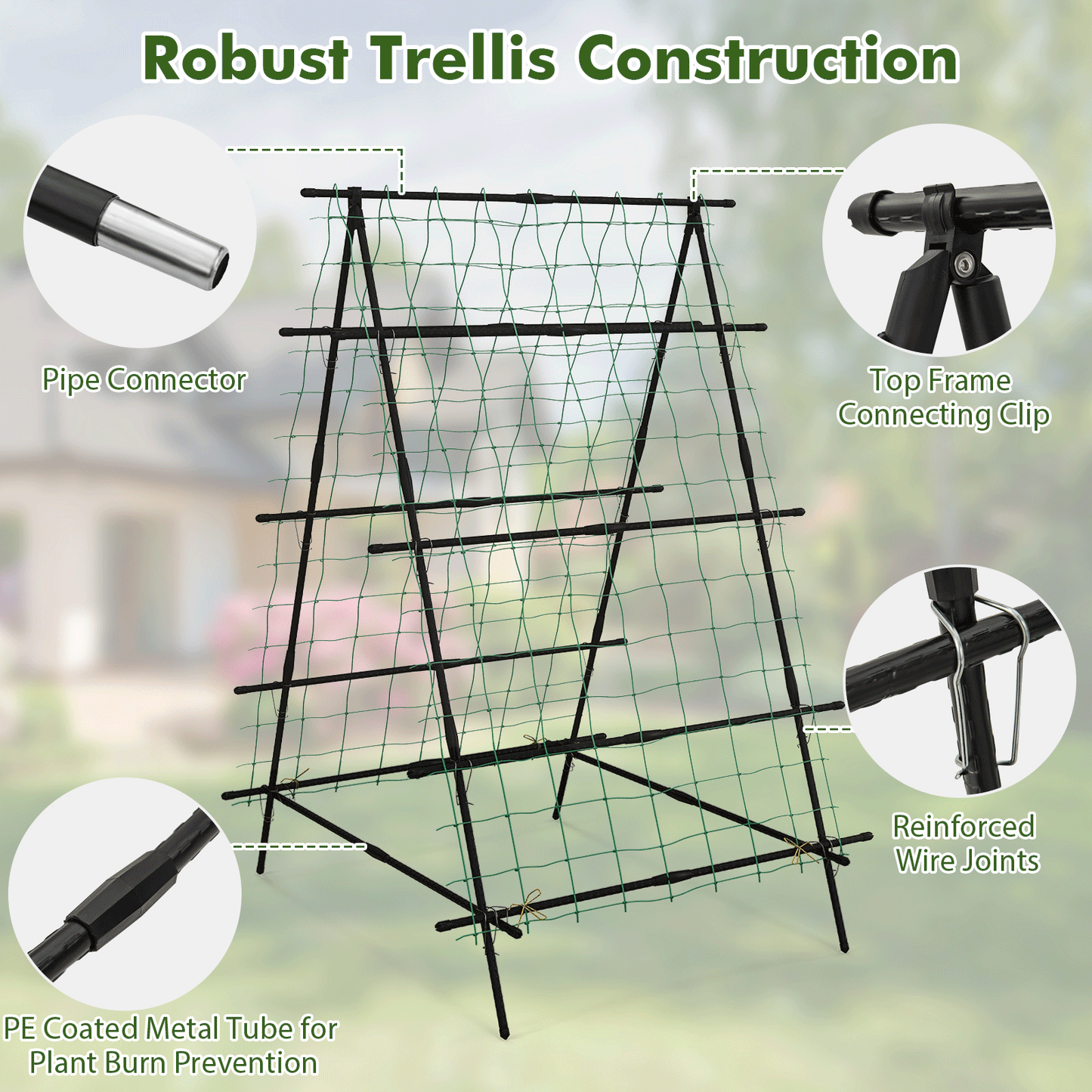 Garden Trellis for Climbing Vines, Outdoor Tomato & Cumber Trellis with A-Frame Support