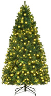 7/7.5/8 FT Pre-Lit Artificial Christmas Tree, Hinged Holiday Xmas Tree w/ 1096/1346/1438 Lush PVC Branch Tips