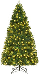 7/7.5/8 FT Pre-Lit Artificial Christmas Tree, Hinged Holiday Xmas Tree w/ 1096/1346/1438 Lush PVC Branch Tips