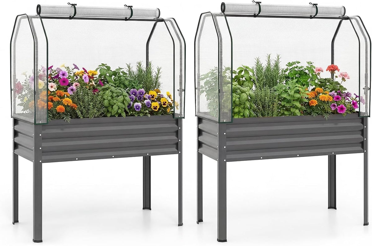 Lucktree Raised Garden Bed with Legs & Greenhouse Cover (1/2)