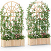 Lucktree Wooden Raised Garden Bed with Trellis 71" Outdoor Planter Box Privacy Screen