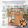 Wooden Potting Bench Table, Outdoor Garden Planting Table with Cabinet Drawer