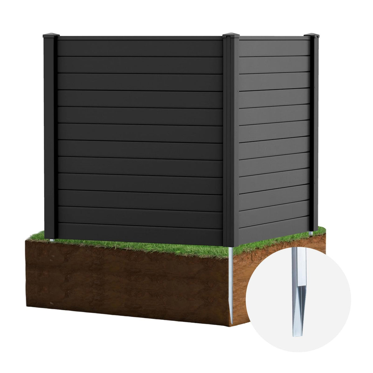PP Privacy Fence Screen 123cm x 123cm, 2/4 Panels, No-Dig Air Conditioner Trash Can Pool Equipment Enclosure with Galvanized Ground Stakes