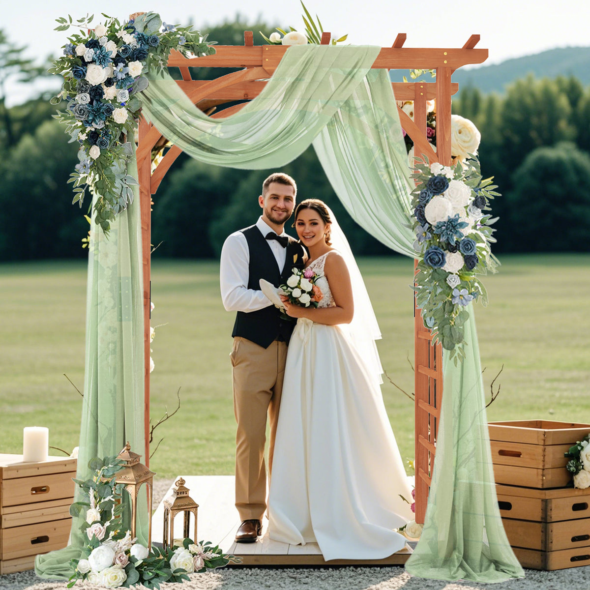 Outdoor Wood Arbor Arch, Natural Solid Wood Garden Arch Arbor Trellis for Climbing Plants