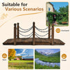 150cm Wooden Bridge, Arc Footbridge w/Safe Chain Railings, Outside Small Arc Pond Bridge