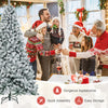 9FT Flocked Christmas Tree, Artificial Xmas Tree w/PVC Needles, Metal Stand