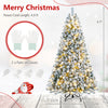 7/6/8 FT Snow-Flocked Artificial Christmas Tree, Pre-lit Xmas Tree