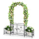 87" Steel Garden Arch with Planter Beds, Dig-Free Wedding Arbor w/Lockable Gates for Vines