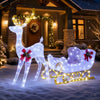 Pre-lit Artificial Christmas Decoration, Lighted Christmas Reindeer and Sleigh with LED Lights