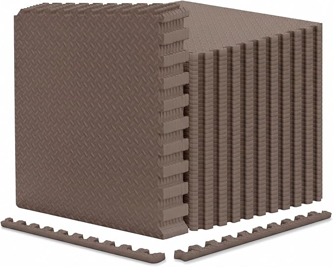 Lucktree 12/24/36/48 Tiles Exercise Flooring Mats with Border