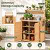 Garden Potting Bench Table, Wood Plant Workstation w/ Stainless Steel Tabletop