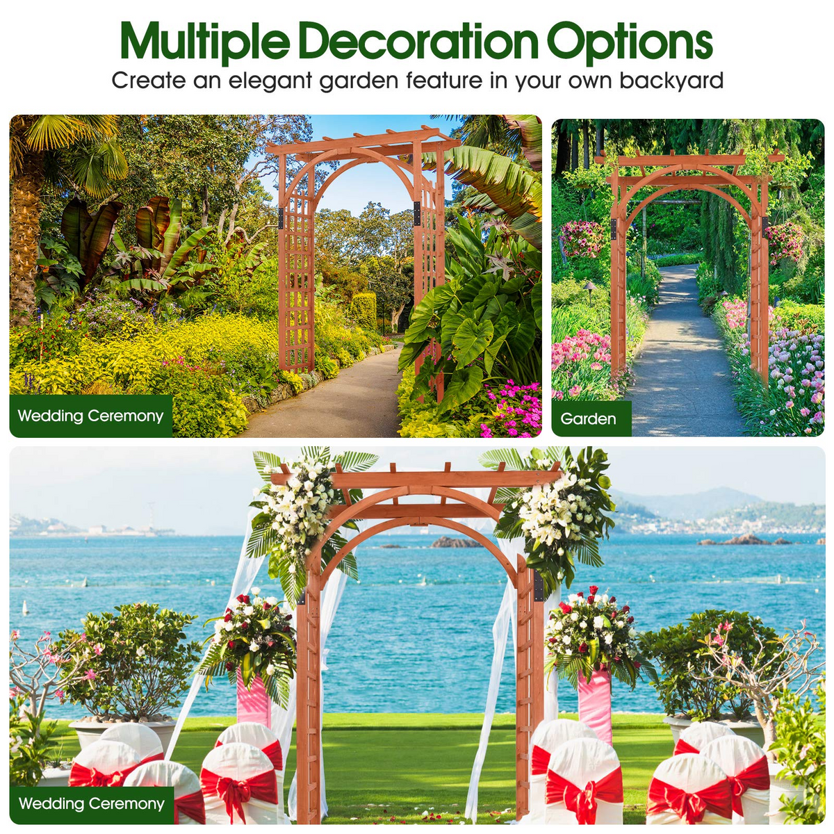 Lucktree 85in Wood Arbor Wedding Arch Garden Trellis Pergola Arbor