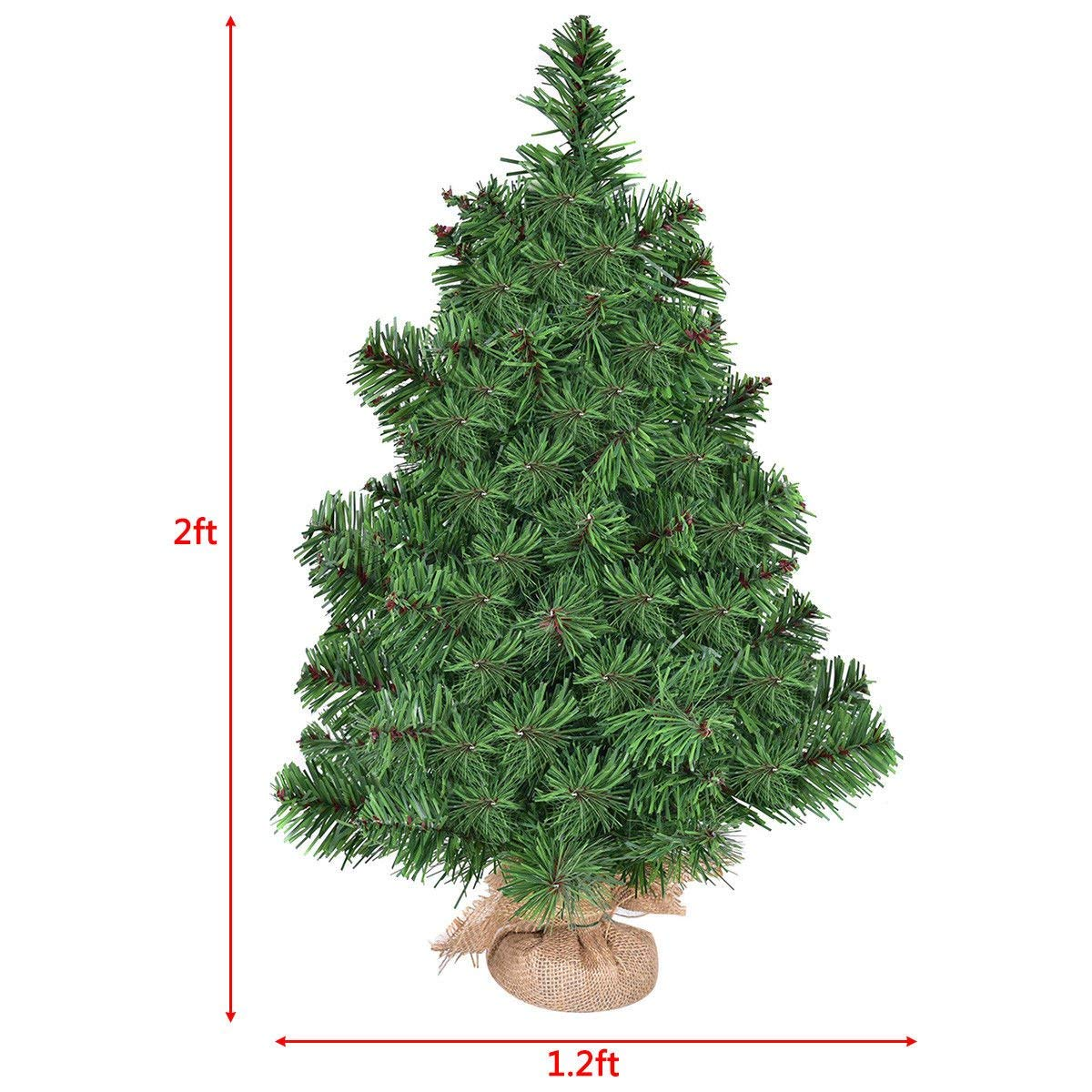 Lucktree Christmas Tree Tabletop Artificial PVC Green Spruce Tree in Burlap Base - LucktreeUS
