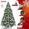Lucktree Pre-lit Snow Flocked Christmas Tree,Hinged Artificial Xmas Tree, Indoor Holiday Festival Decoration - LucktreeUS