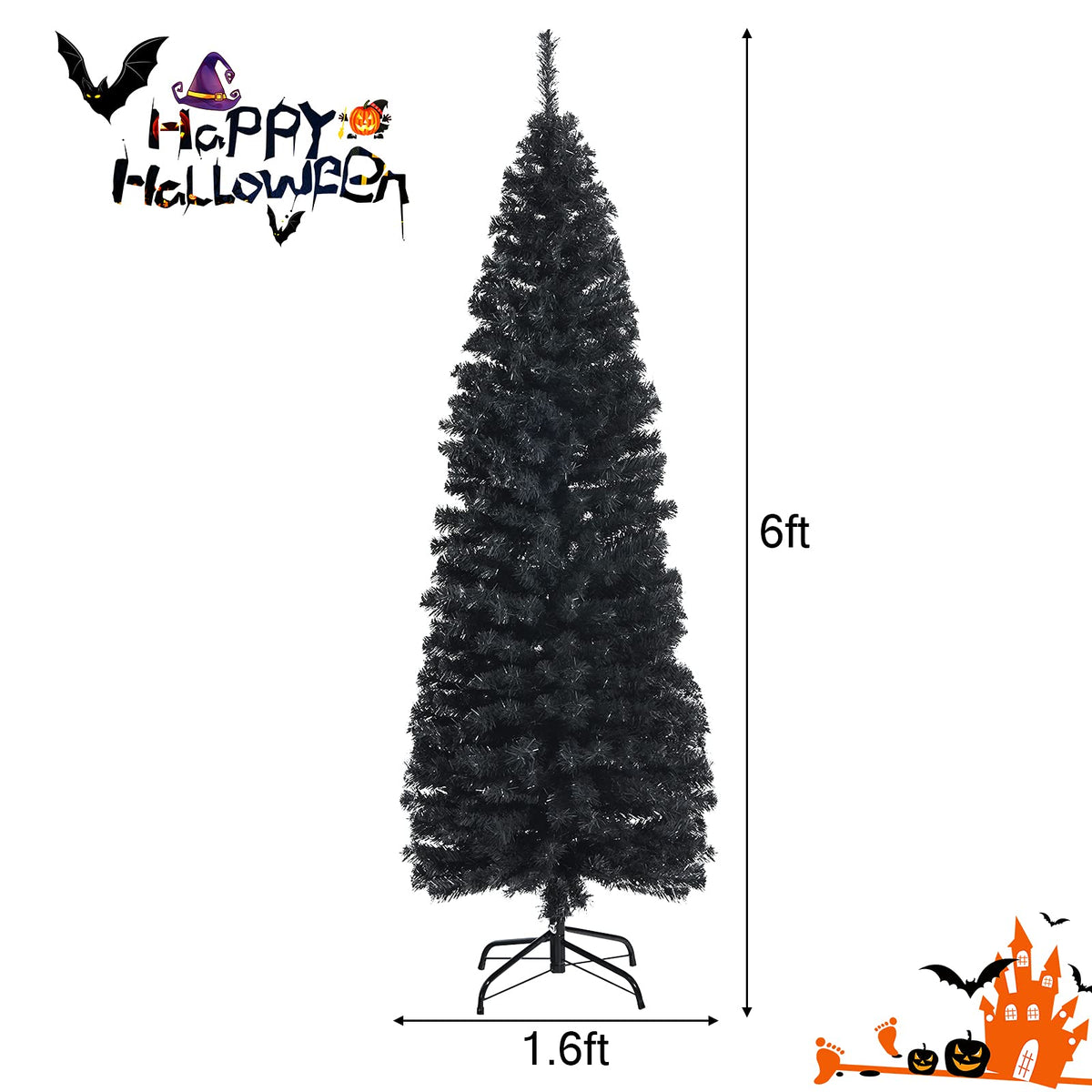6ft Blue Pencil Christmas Tree, Artificial Slim Tree - LucktreeUS