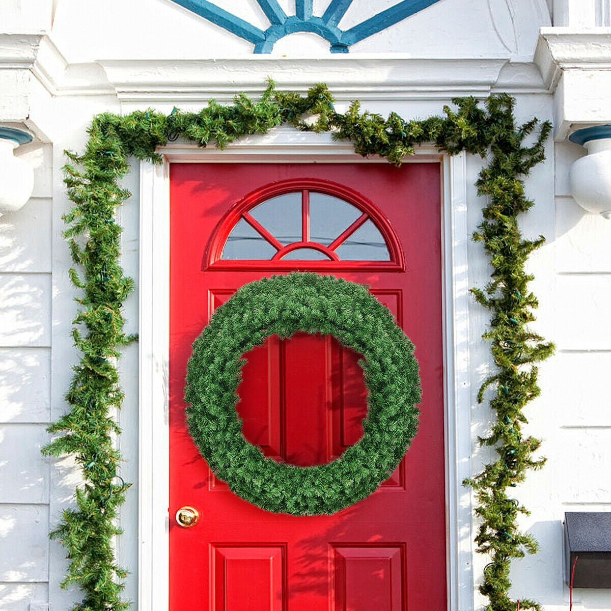 48" Pre-lit Cordless Artificial Christmas Wreath - LucktreeUS