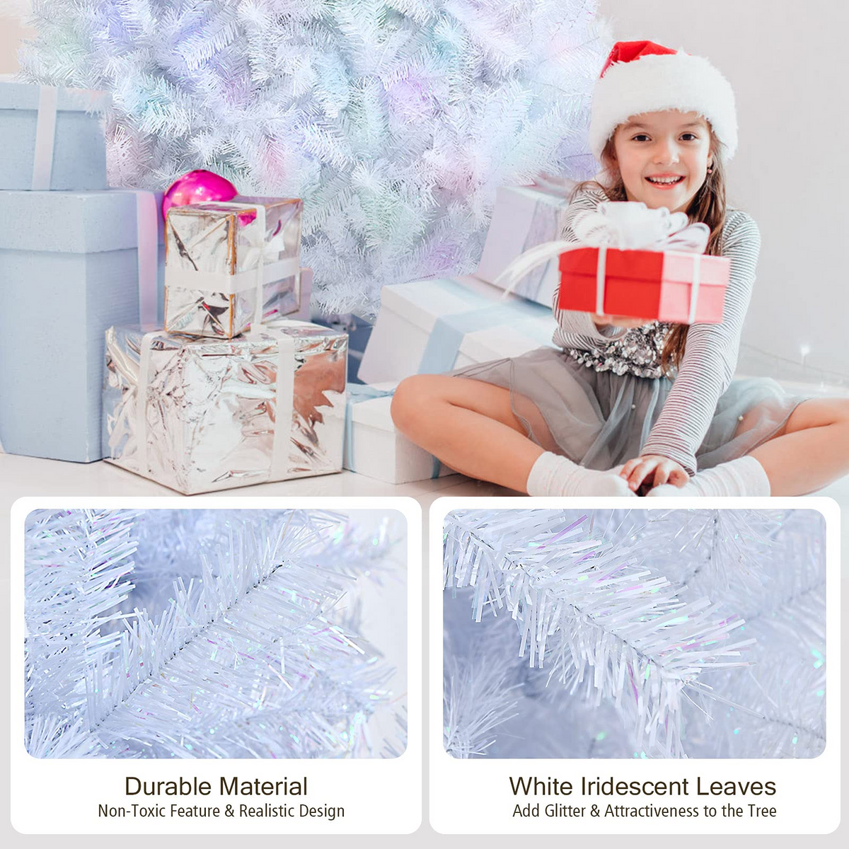 Lucktree Artificial Christmas Tree, Hinged Unlit Full Xmas Pine Tree, Quick Set-Up, for Indoor Home Office Holiday Decoration - LucktreeUS