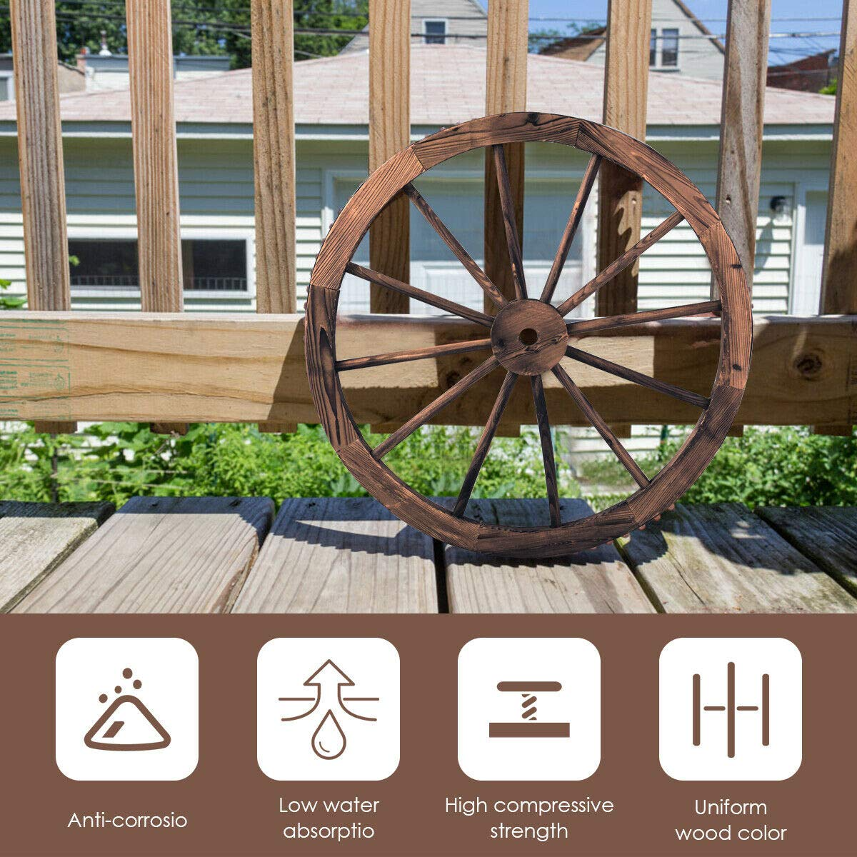 Lucktree 30-Inch Set of Two Decorative Wooden Wheel