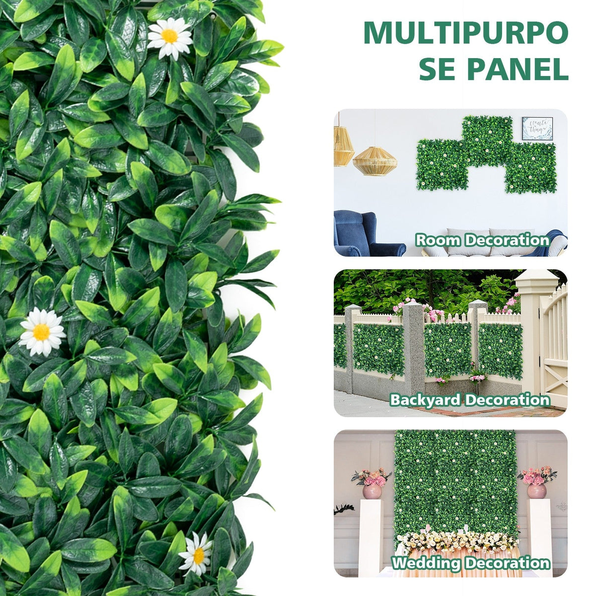 Lucktree 12PCS 20x20inch Artificial Boxwood Panels Garden Privacy Fence Screen