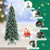 5ft Pre-lit Pencil Christmas Tree, Snow Flocked Artificial Hinged Xmas Tree - LucktreeUS
