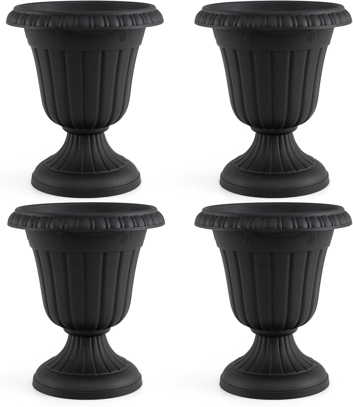 Lucktree 18" Tall Urn Plastic Flower Pots with Pedestal Base & Pre-Marked Drain Hole