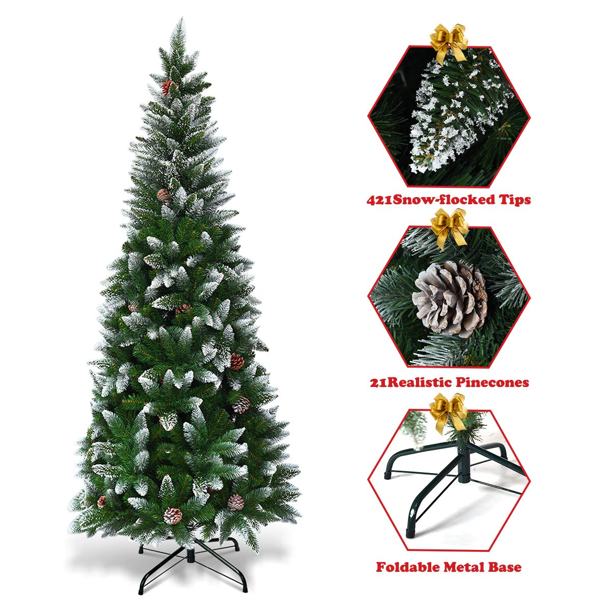 5ft, 6FT 7.5FT Artificial Pencil Christmas Tree - LucktreeUS