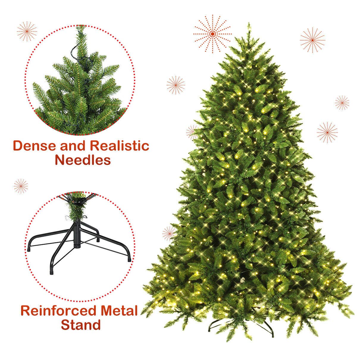 5ft Prelit Christmas Tree, Premium Hinged Artificial Fir Tree - LucktreeUS