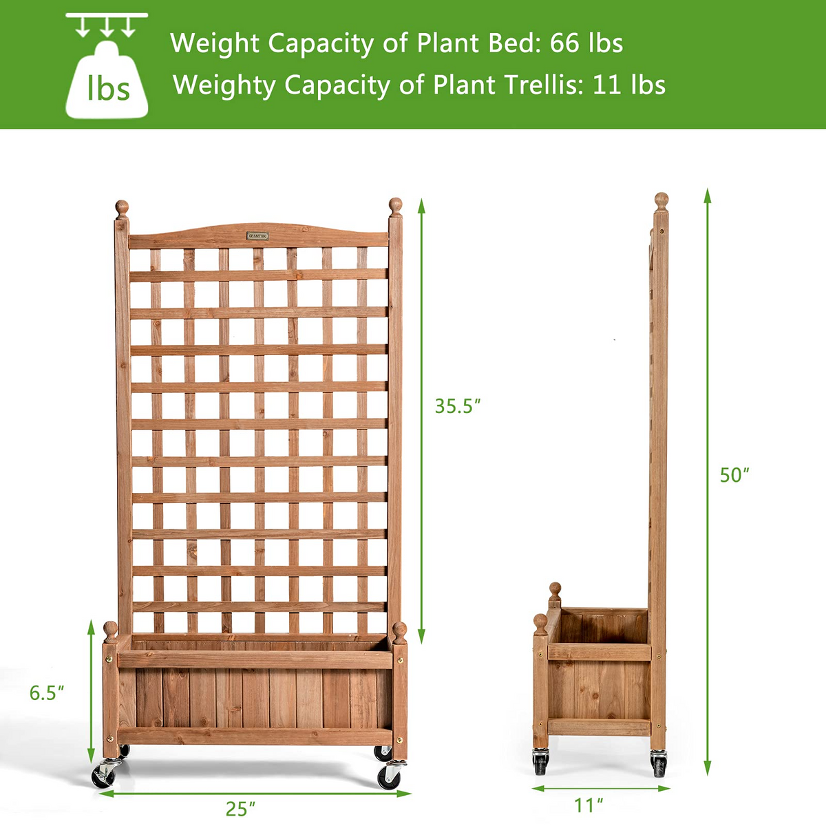 Flower Box for Plant Climbing (25'' x 11'' x  50'')