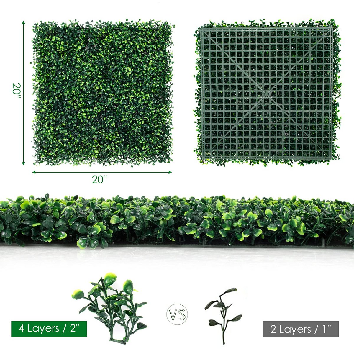 Lucktree 12PCS 20x20inch Artificial Boxwood Panels