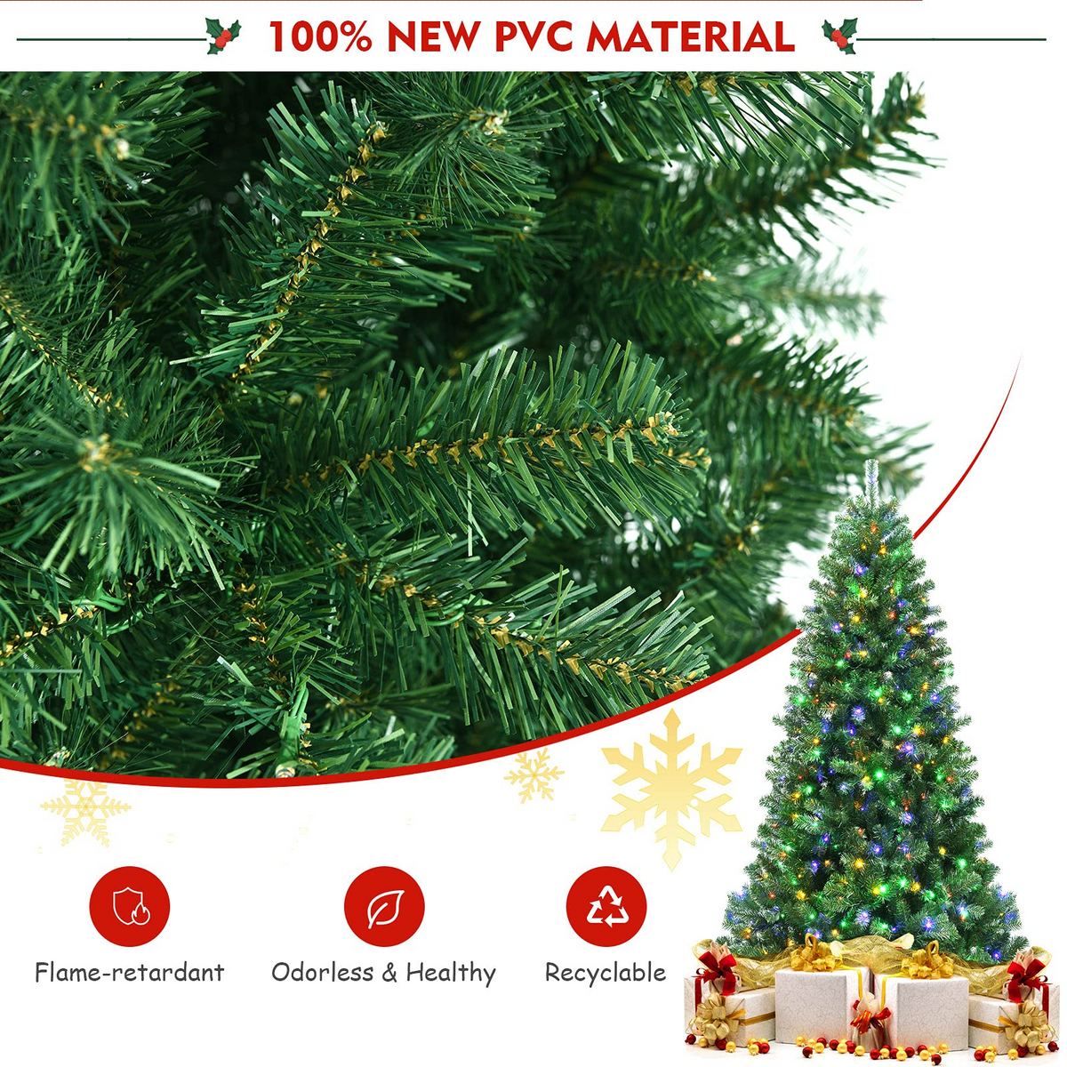 Lucktree Christmas Tree, Hinged Remote Control Artificial Xmas Tree, Residential and Commercial Decoration for Indoor - LucktreeUS