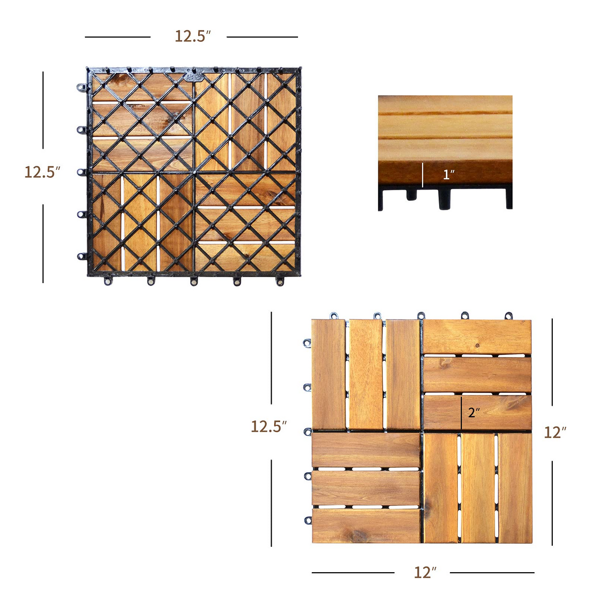 27 PCS Interlocking Patio Deck Tiles - Lucktree