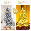 6FT/9FT  Snow Flocked Christmas Tree, Hinged Pine Tree - LucktreeUS
