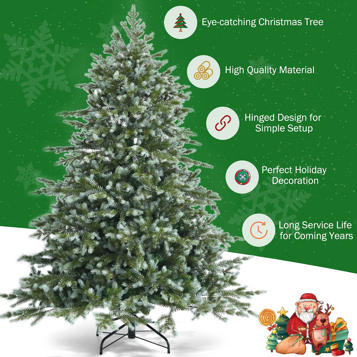 Lucktree Artificial Christmas Tree, Metal Stand, Wintry Indoor Decoration for Holiday Festival - LucktreeUS