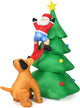 6FT Inflatable Christmas Tree Featuring Santa Claus Climbing and Puppy Chase