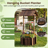 Rustic Outdoor Garden Decoration with Solid Fir Wood Construction, Wooden Wishing Well Planter with Hanging Bucket