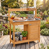 Wooden Potting Bench Table, Outdoor Garden Planting Table with Cabinet Drawer