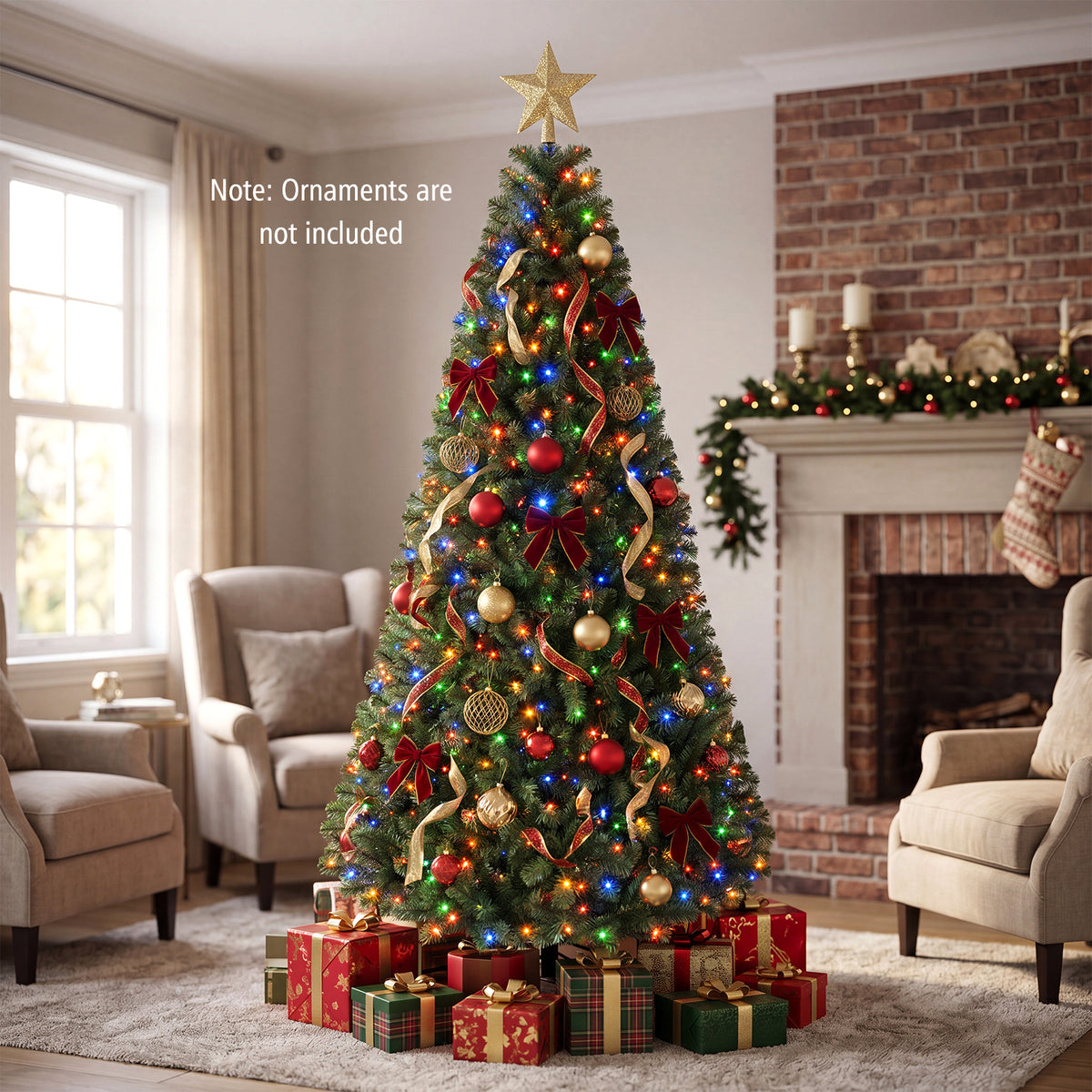 7/6/8 FT Pre-Lit Artificial Christmas Tree, Artificial Xmas Tree